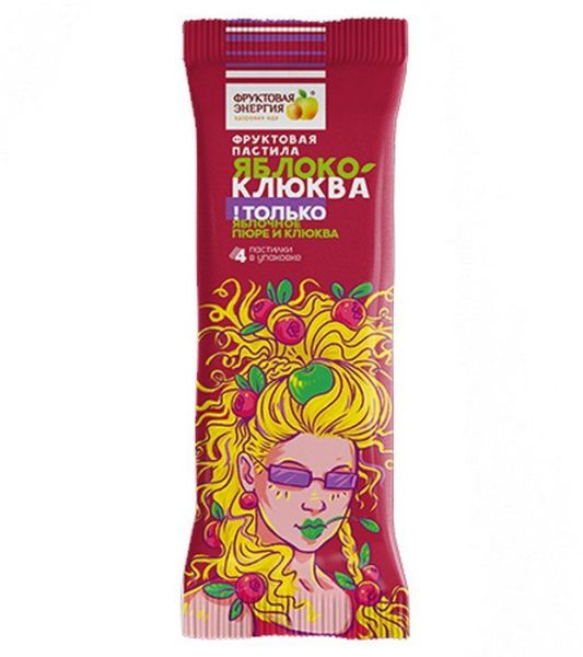 Изображение товара Пастила фруктовая Яблоко с Клюквой 30г Пастила фруктовая Яблоко с Клюквой 30г фотография
