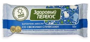 Батончик здоровый перекус со сливками 55г