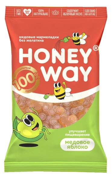 Изображение товара Мармеладки медовые без желатина Яблоко HoneyWay 75г Мармеладки медовые без желатина Яблоко HoneyWay 75г фотография