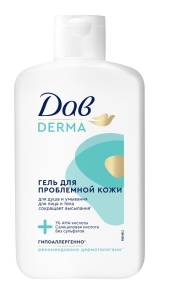 Гель для проблемной кожи Дав Derma душа и умывания для лица и тела 280мл
